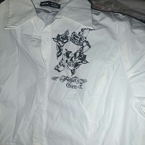 SALE!! NEW Size SM Short Lace Cream Denim Skirt with 2 Blouses - Picture 11 of 14